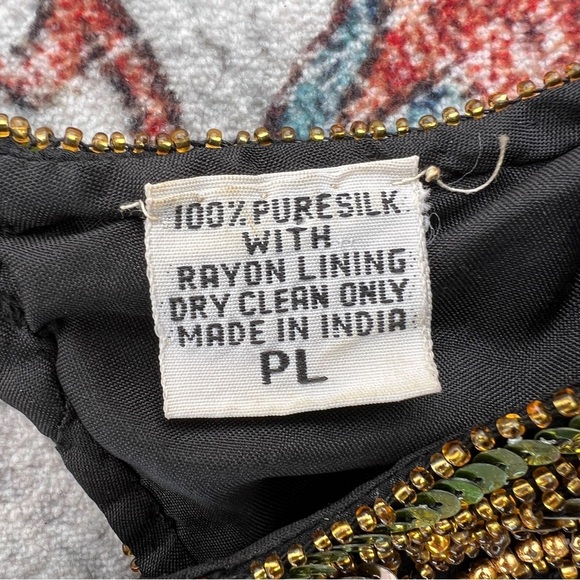 Vintage 80s Lawrence Kazar Embellished multicolor Sequin Cocktail Dress size PL - Picture 17 of 17